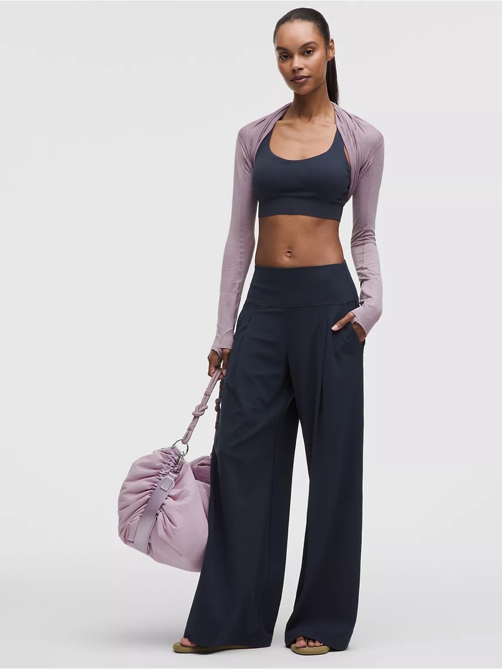 Wide-Leg High-Waist Pants in Navy 6 Tall